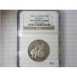 1995-S OLYMPICS HALF DOLLAR "BASEBALL" NGC PF69