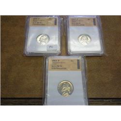 1960-P, 63-P & 64-P JEFFERSON NICKELS SGS PR70