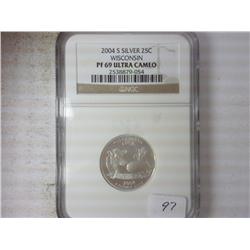 2004-S SILVER WI QUARTER NGC PF69 ULTRA CAMEO
