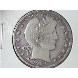 1909-S BARBER HALF DOLLAR (FINE)