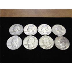 8- 1950'S WASHINGTON SILVER QUARTERS