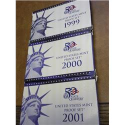 1999, 2000 AND 2001 US PROOF SETS (3 SETS)