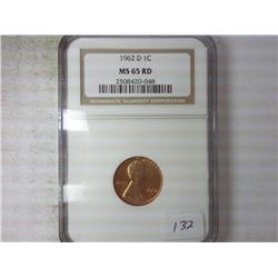 1962-D LINCOLN CENT NGC MS65RD