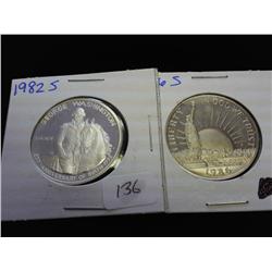 1982-S WASHINGTON & 86-S LIBERTY HALVES PROOF