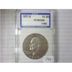 1977-S IKE DOLLAR UNC PF70DCAM