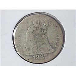 1887 SEATED LIBERTY DIME