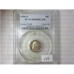 1996-S ROOSEVELT DIME PCGS PR69DCAM
