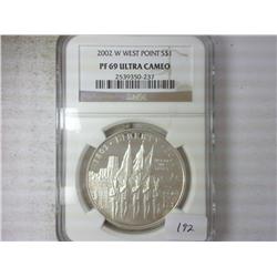 2002-W WEST POINT US SILVER DOLLAR NGC PF69