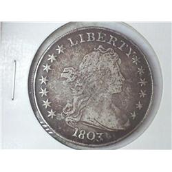 1803 LARGE 3 DRAPED BUST DOLLAR (FINE)