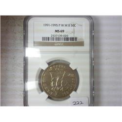 1991-95 WWII HALF DOLLAR NGC MS69