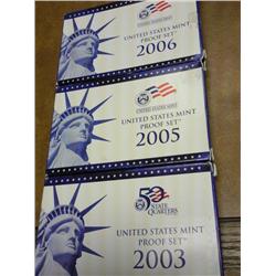 2003, 05 AND 06 US PROOF SETS, 3 SETS