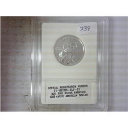 2009 NATIVE AMERICAN $ .999 FINE SILVER ENRICHED