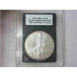 1996 AMERICAN SILVER EAGLE INB MS70