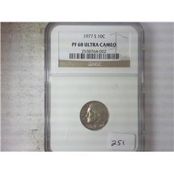 1977 ROOSEVELT DIME NGC PF68 ULTRA CAMEO
