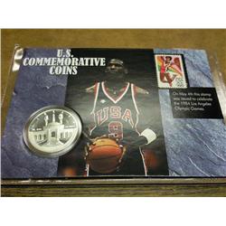 1984-S US OLYMPIC SILVER DOLLAR AND STAMP SET