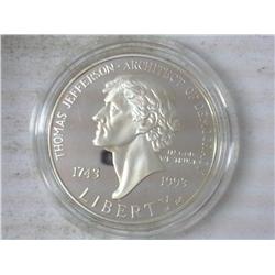 1993 JEFFERSON PROOF US SILVER DOLLAR