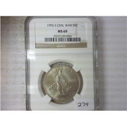 1995-S CIVIL WAR HALF DOLLAR NGC MS69