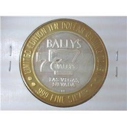 BALLY'S CASINO $10 SILVER TOKEN (UNC)