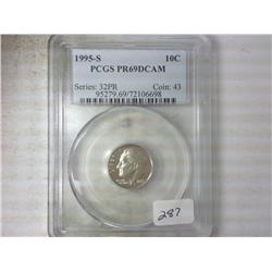 1995-S ROOSEVELT DIME PCGS PR69DCAM