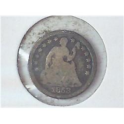 1853 SEATED LIBERTY HALF DIME