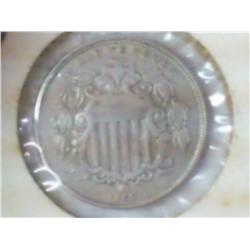 1866 WITH RAYS SHIELD NICKEL (EXTRA FINE)