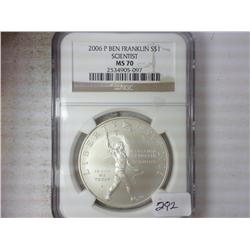2006-P BEN FRANKLIN $1 "SCIENTIST" NGC MS70