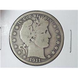 1911-S BARBER HALF DOLLAR (VERY GOOD)