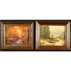 2 Vintage Forest Nature Art Prints Framed R Woods