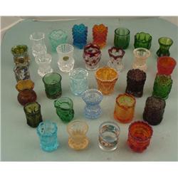 30 Pc Vintage Colored Glass Toothpick Holder Collection