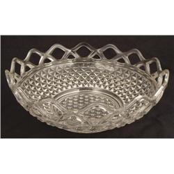 Elegant Basket Style Vintage Molded Glass Fruit Bowl