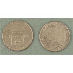 2 Sweden Coins 1973, 1978 1 Krone UNC