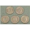 Image 2 : 5 Different UNC Netherlands 25 Cent Coins 1964