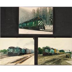 Lot 3 Vintage BNR Train COLOR PHOTOGRAPHS Railroad