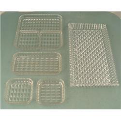 2 Vintage Rectangular Retro Glass Serving Trays +