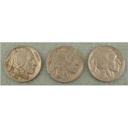 3 High Grade Buffalo Nickels 1935, 1936, 1937