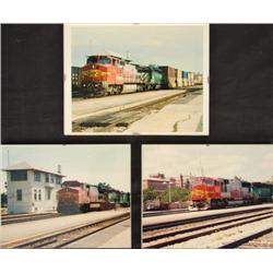 3 Vintage COLOR PHOTOGRAPHS BNSF Trains Railroad