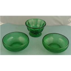 3 Vintage Green Glass Bowls E.O. Brody, Other Dish