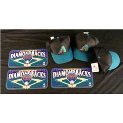Lot Diamondbacks Hats + Inaugural Season License Plate