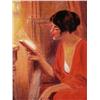 Image 2 : Carlos Dias Lady in Red w/ Book Print Hand Painted