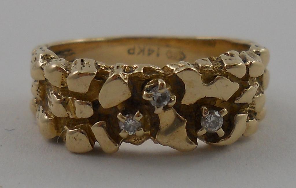 14k Gold Nugget Style Estate Jewelry Ring