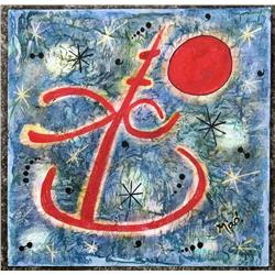 COMPOSITION II AFTER JOAN MIRO OIL ON CARDBOARD