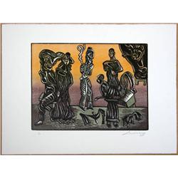JOSE LUIS CUEVAS  WOOD ENGRAVING SOBRE LA VIDA VII ETCHING