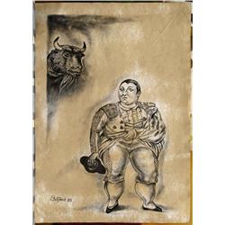 BULLFIGHTER  AFTER FERNANDO BOTERO  DRAWING