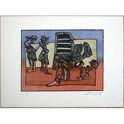 JOSE LUIS CUEVAS  WOOD ENGRAVING SOBRE LA VIDA VIII ETCHING