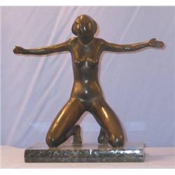 WOMAN  MAGNIFICENT BRONZE SCULPTURE AFTER GEORG KOLBE