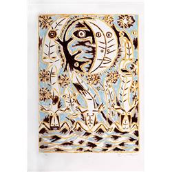 EVER FONSECA ENGRAVING MOON LIZARD SILKSCREEN PRINTING