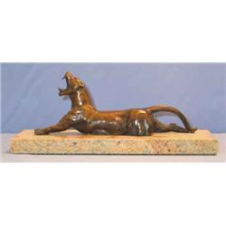 PANTHER MAGNIFICENT BRONZE SCULPTURE AFTER ANNA HYATT HUNTINGTON