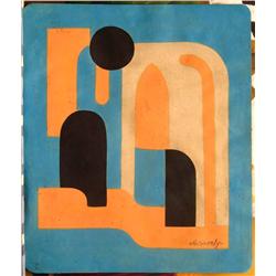 COMPOSITION AFTER VICTOR VASARELY ACRYLIC ON PAPER