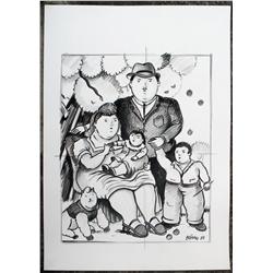 FAMILY BOCETO AFTER FERNANDO BOTERO DRAWING