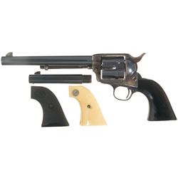 Antique Colt Single Action Army Frontier Six Shooter Revolver with Extra Barrel and Grips